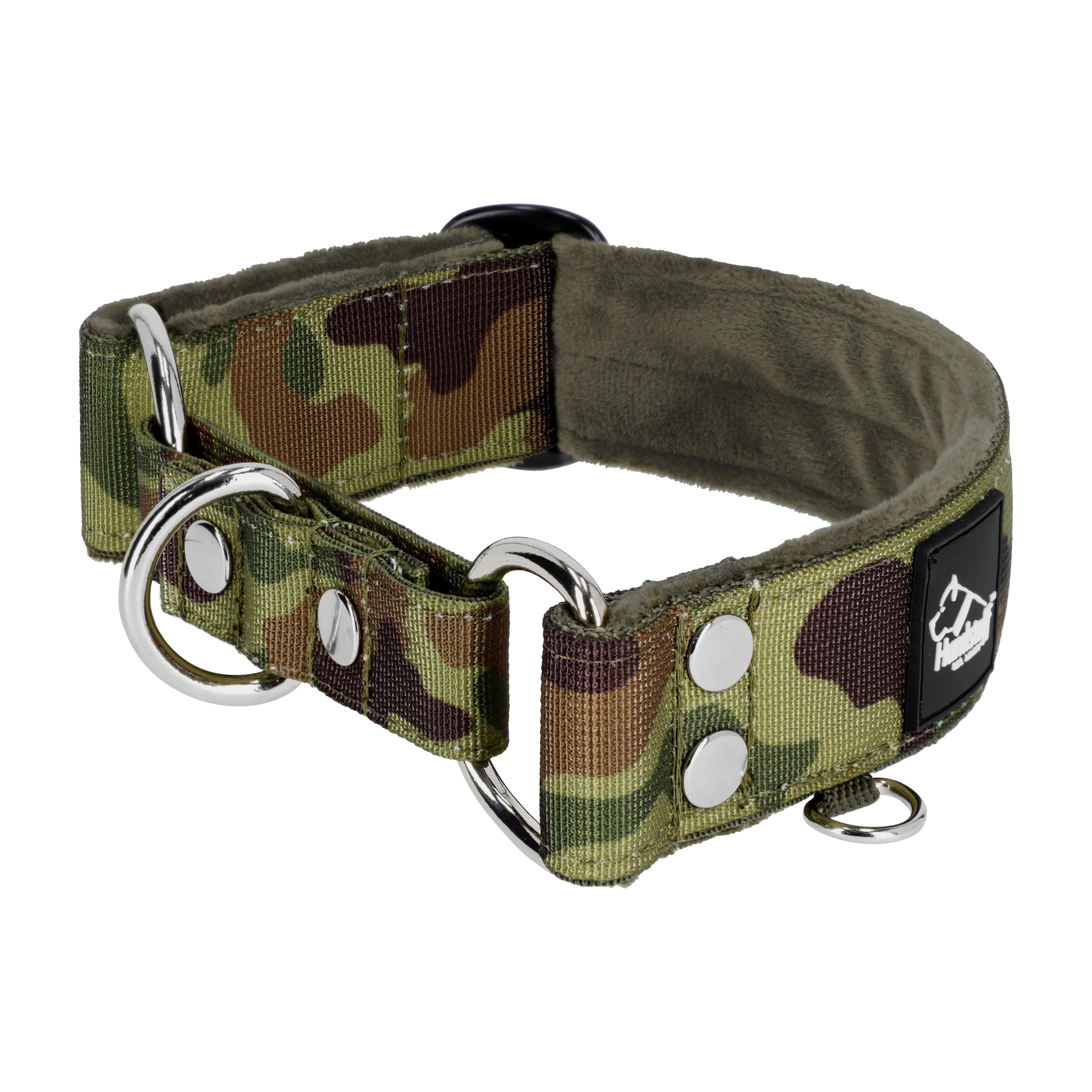 Martingale Camo Green- Collier pour chien à doublure large et demi thermocollant