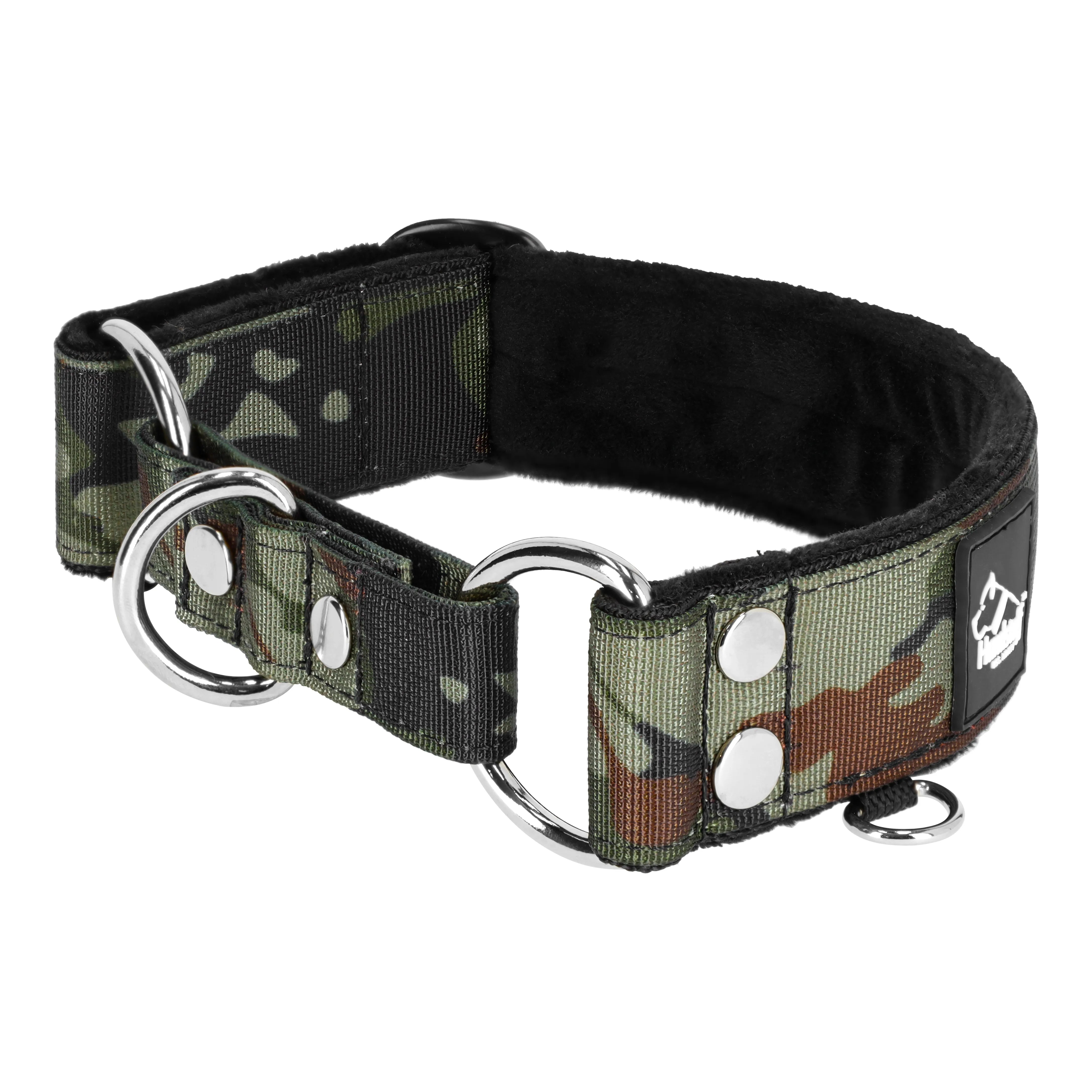 Martingale Camo Black - Collier pour chien à doublure large et demi thermocollant