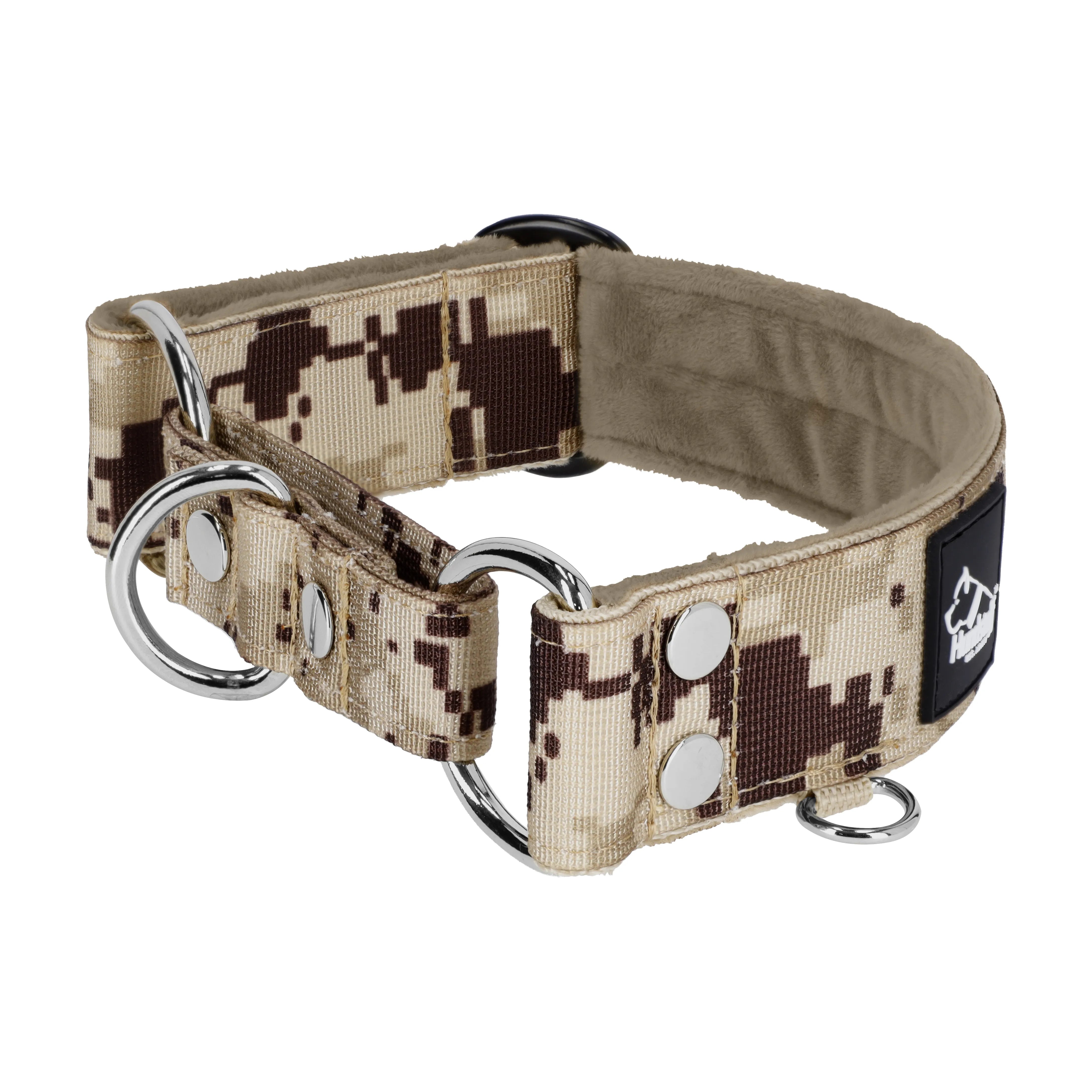 Martingale Camo Beige - Collier pour chien doublé replié demi-repassage