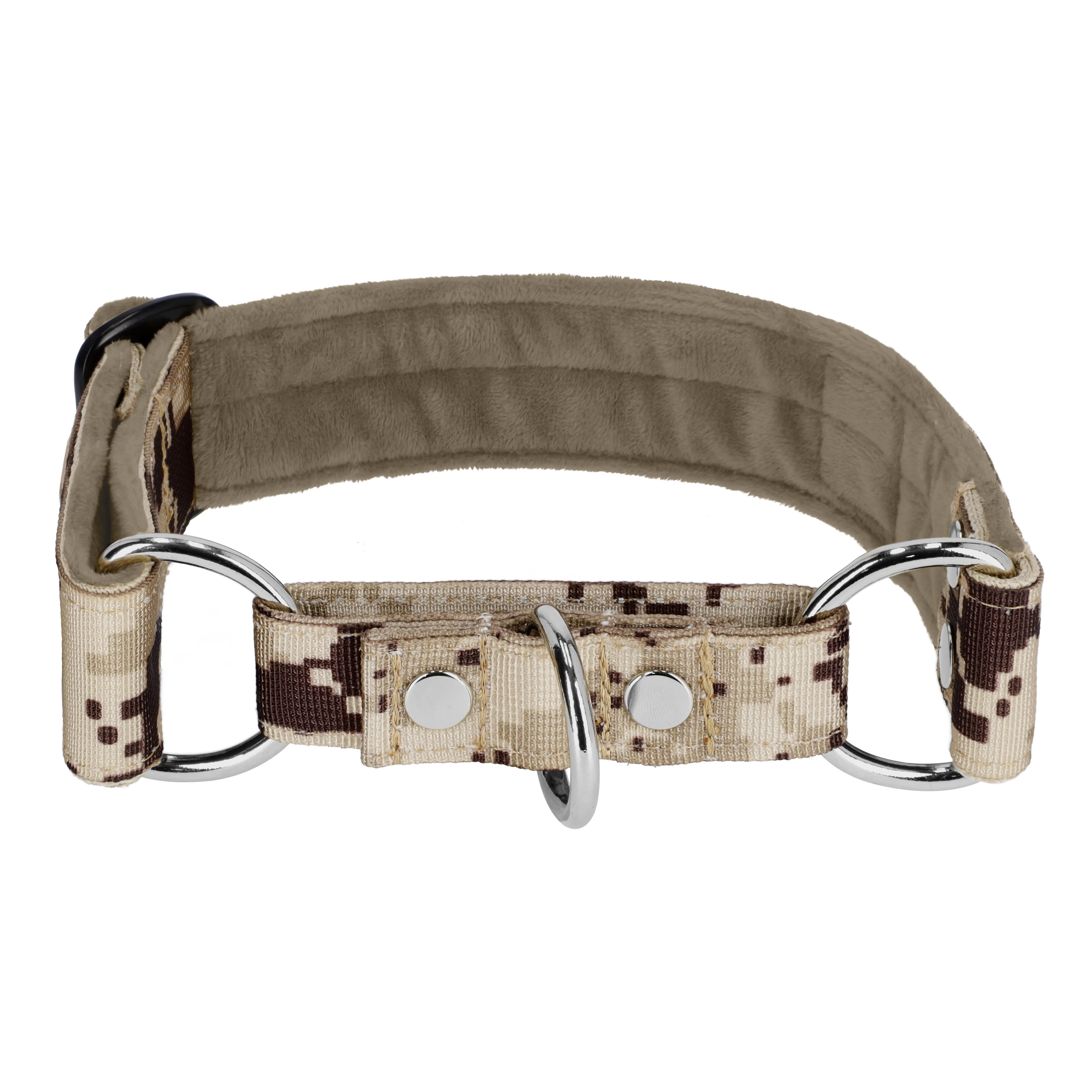 Martingale Camo Beige - Collier pour chien doublé replié demi-repassage