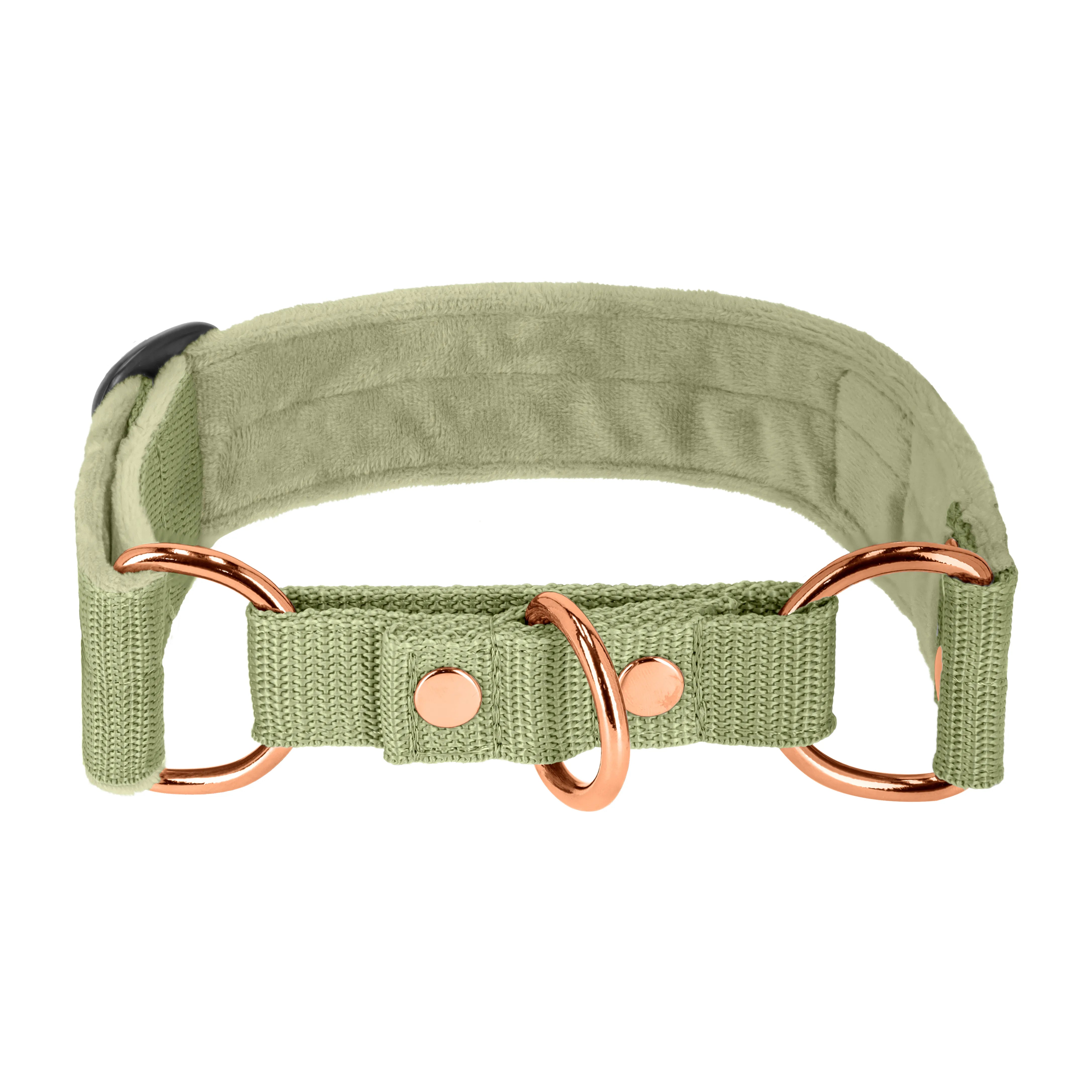 Martingale Rose Edition Olive Green - Collier semi-étrangleur doublé Minky