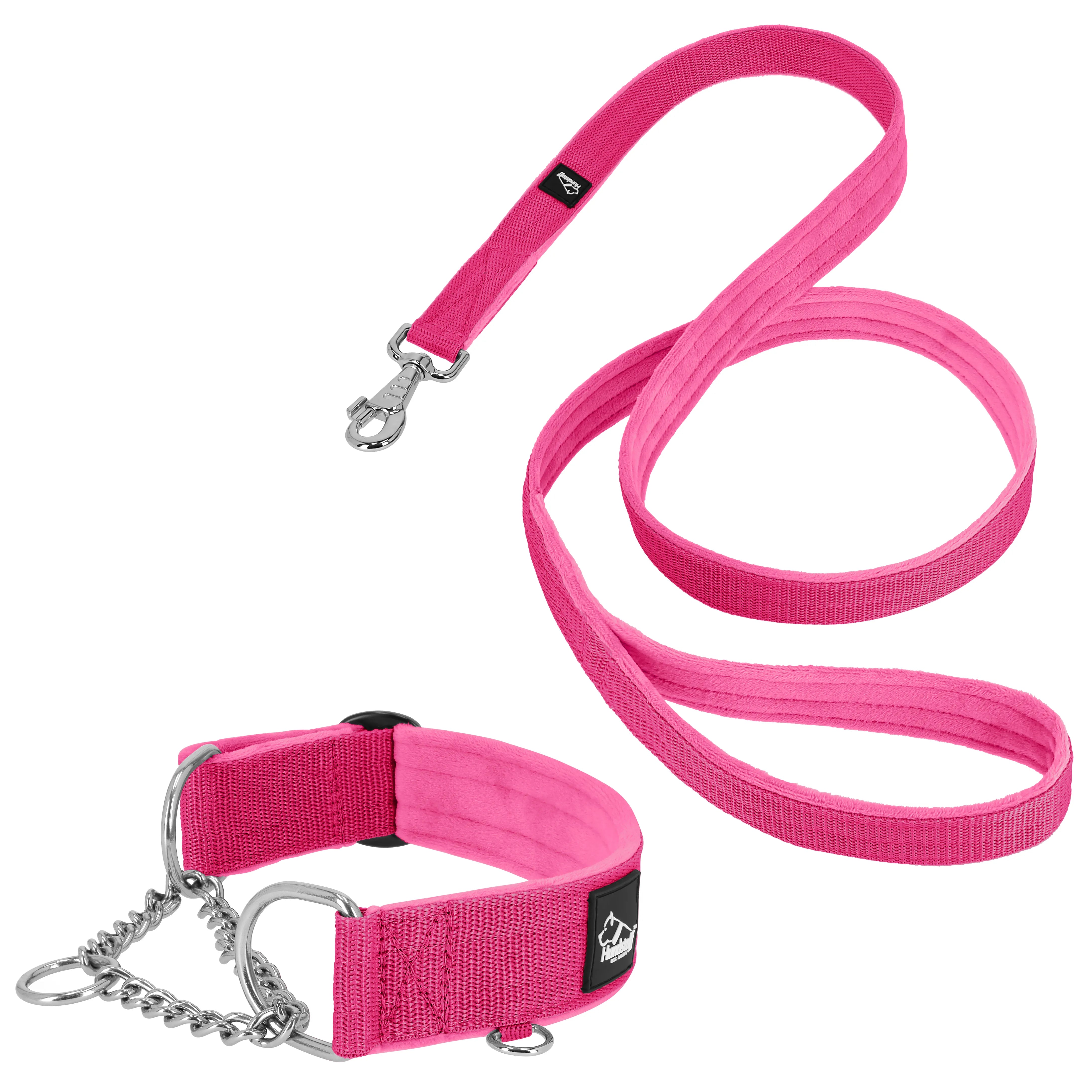 Martingale Chain Set Pink - Collier et laisse demi-sangle