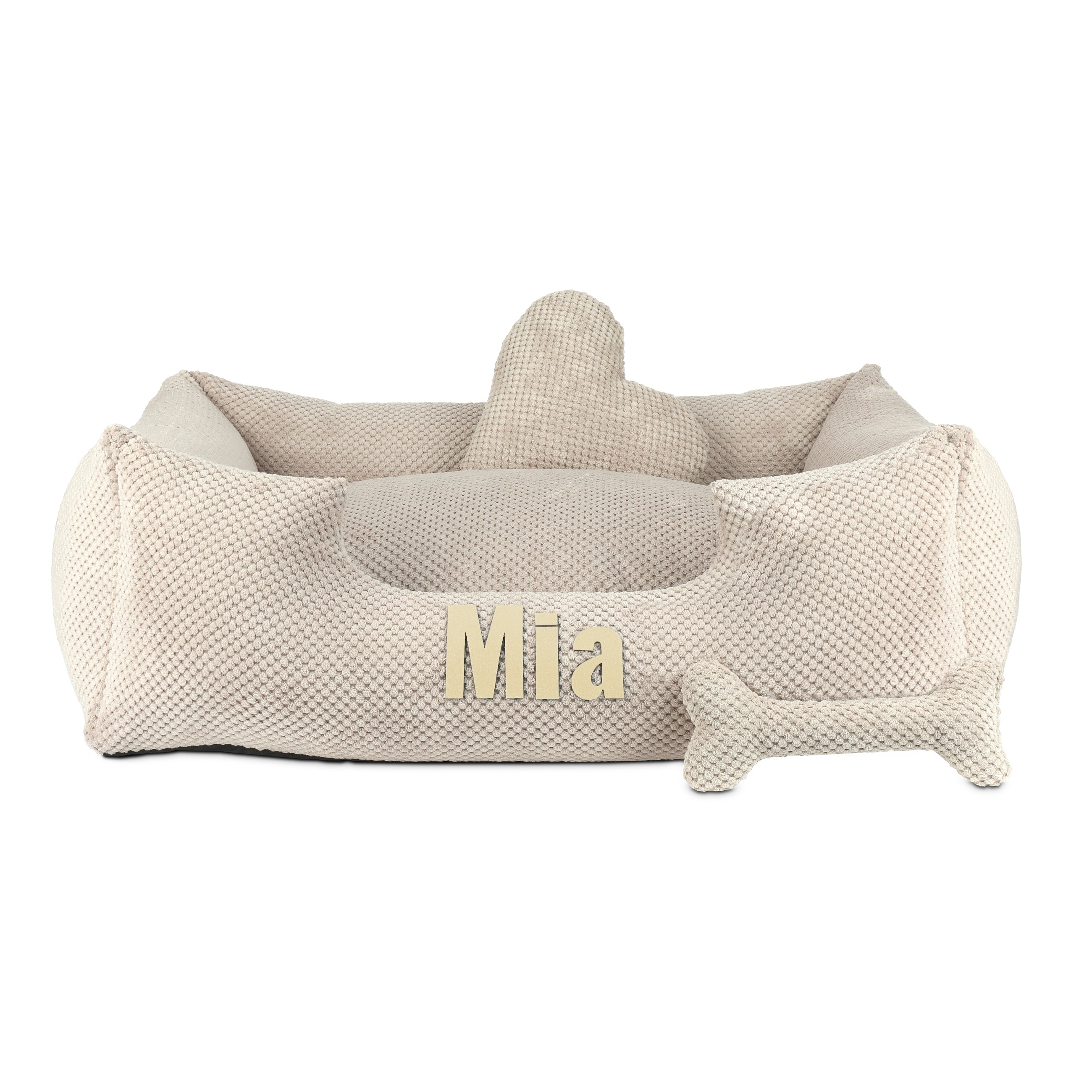 Platinum Beige - lit pour chien beige avec prénom