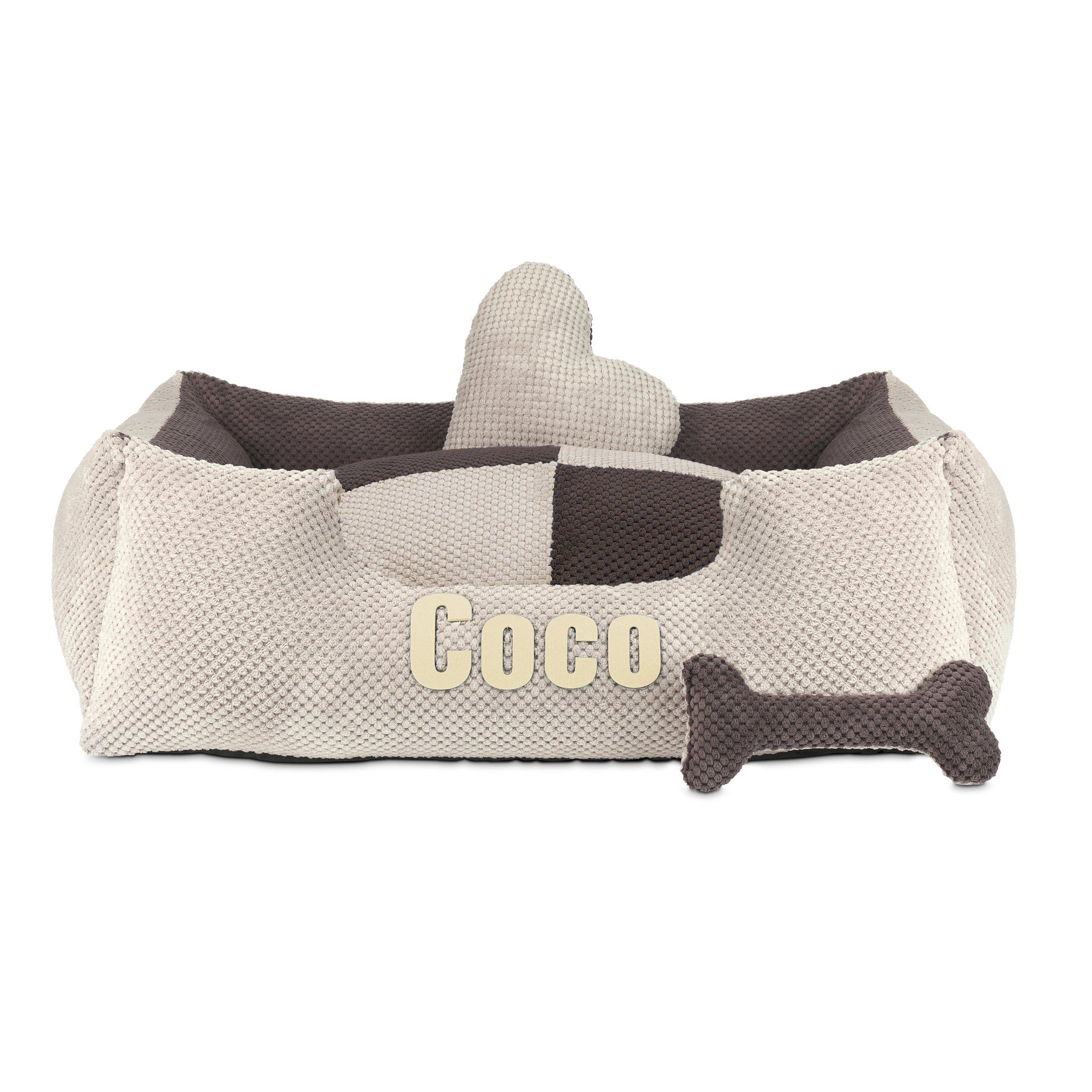 Platinum beige & brown - lit pour chien beige & brown avec nom