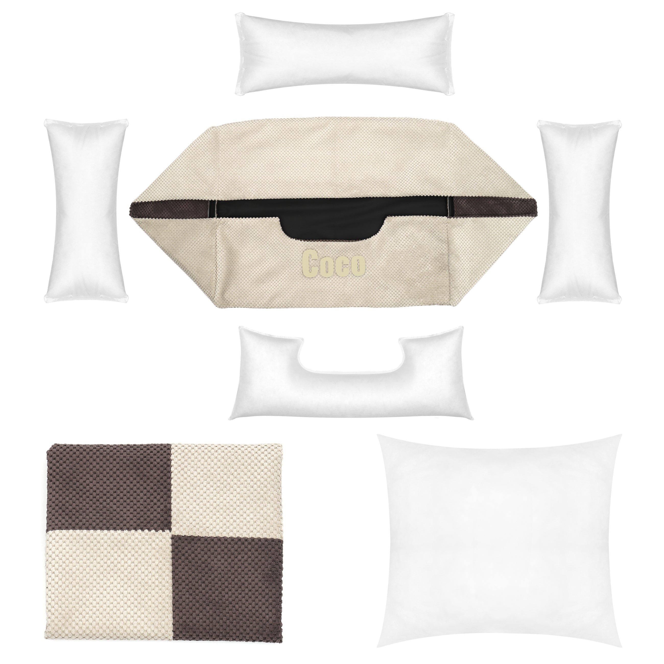 Platinum beige & brown - lit pour chien beige & brown avec nom