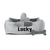 Platinum light grey & grey - lit pour chien gris clair & gris foncé avec nom