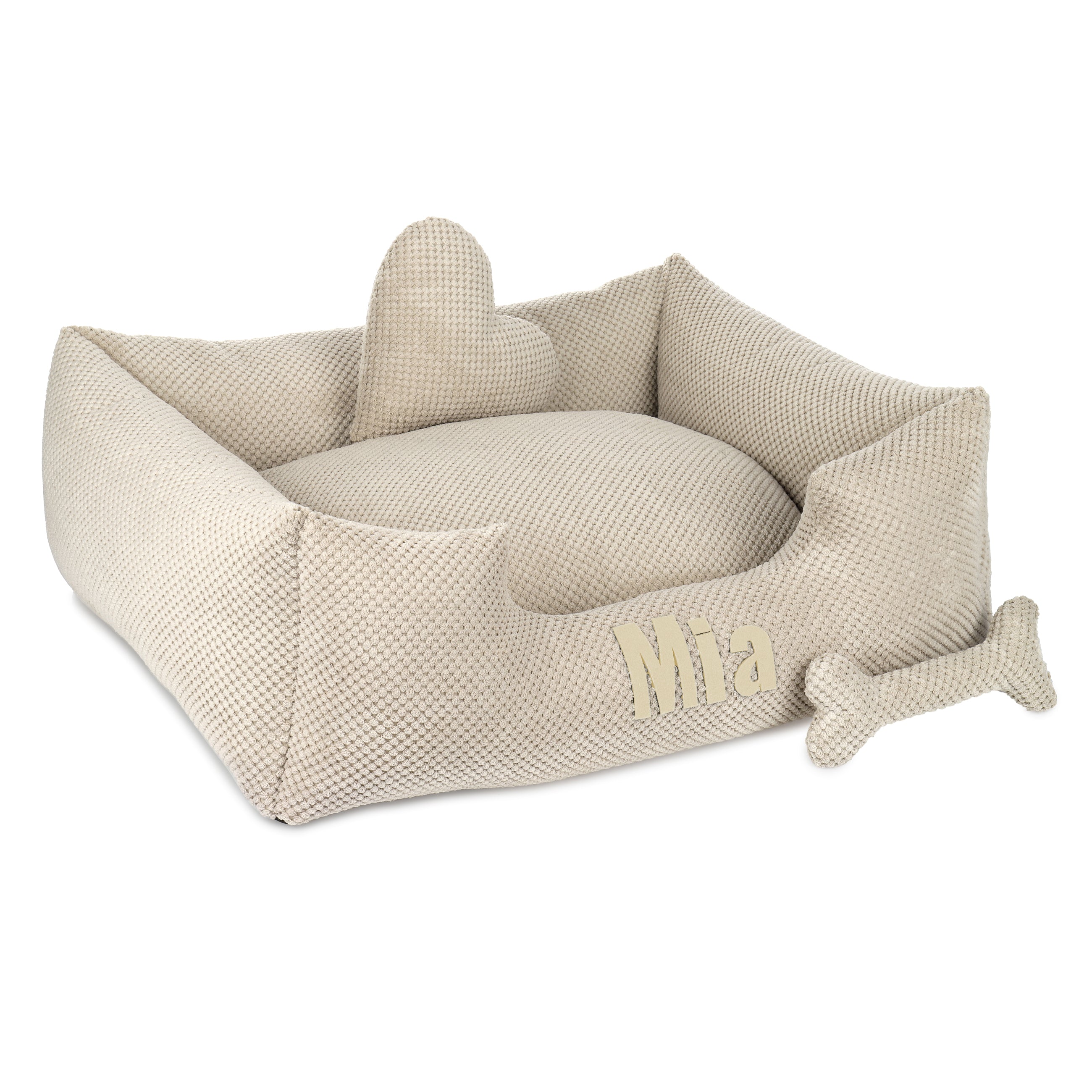 Platinum beige - lit pour chien beige avec nom