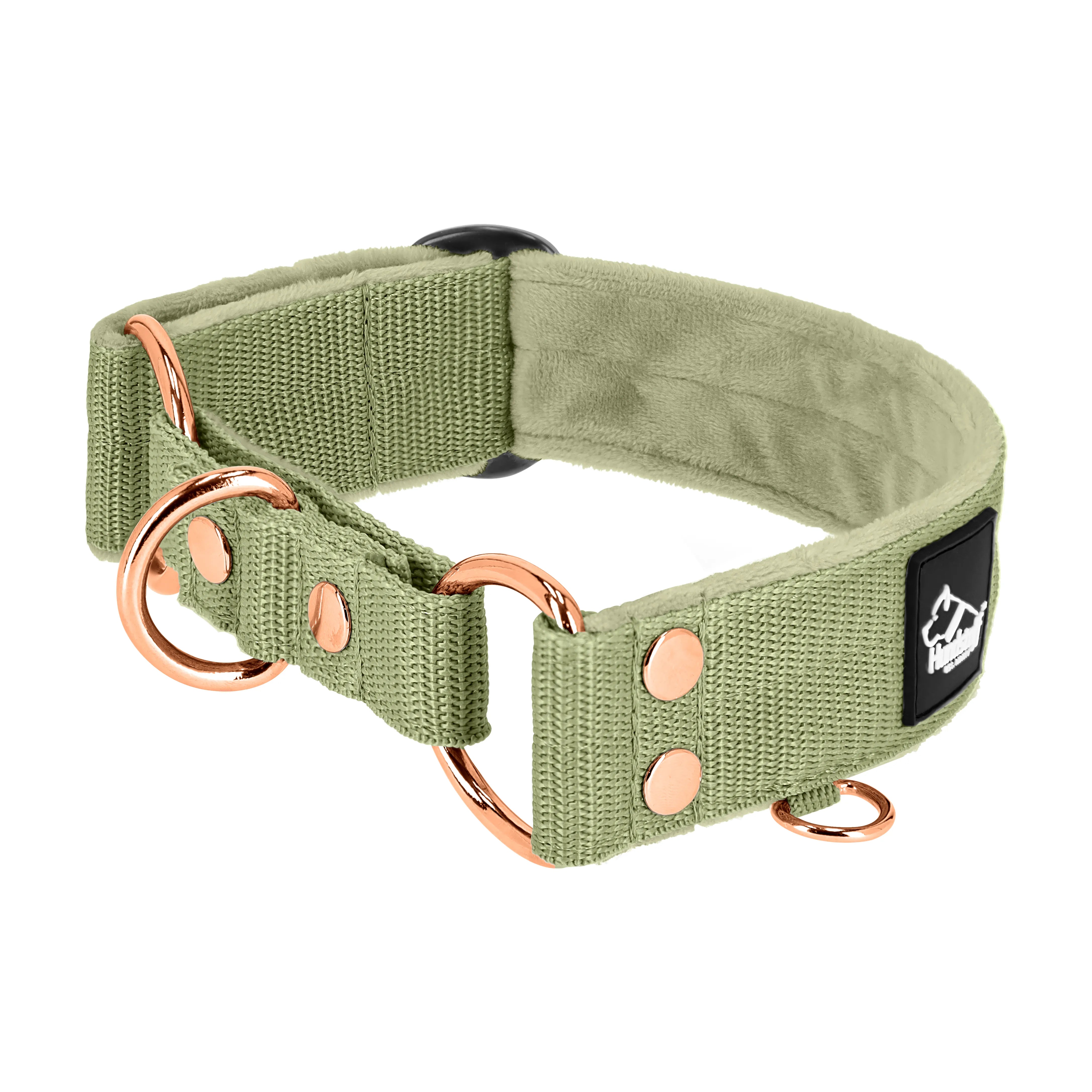 Martingale Rose Edition Olive Green - Collier semi-étrangleur doublé Minky