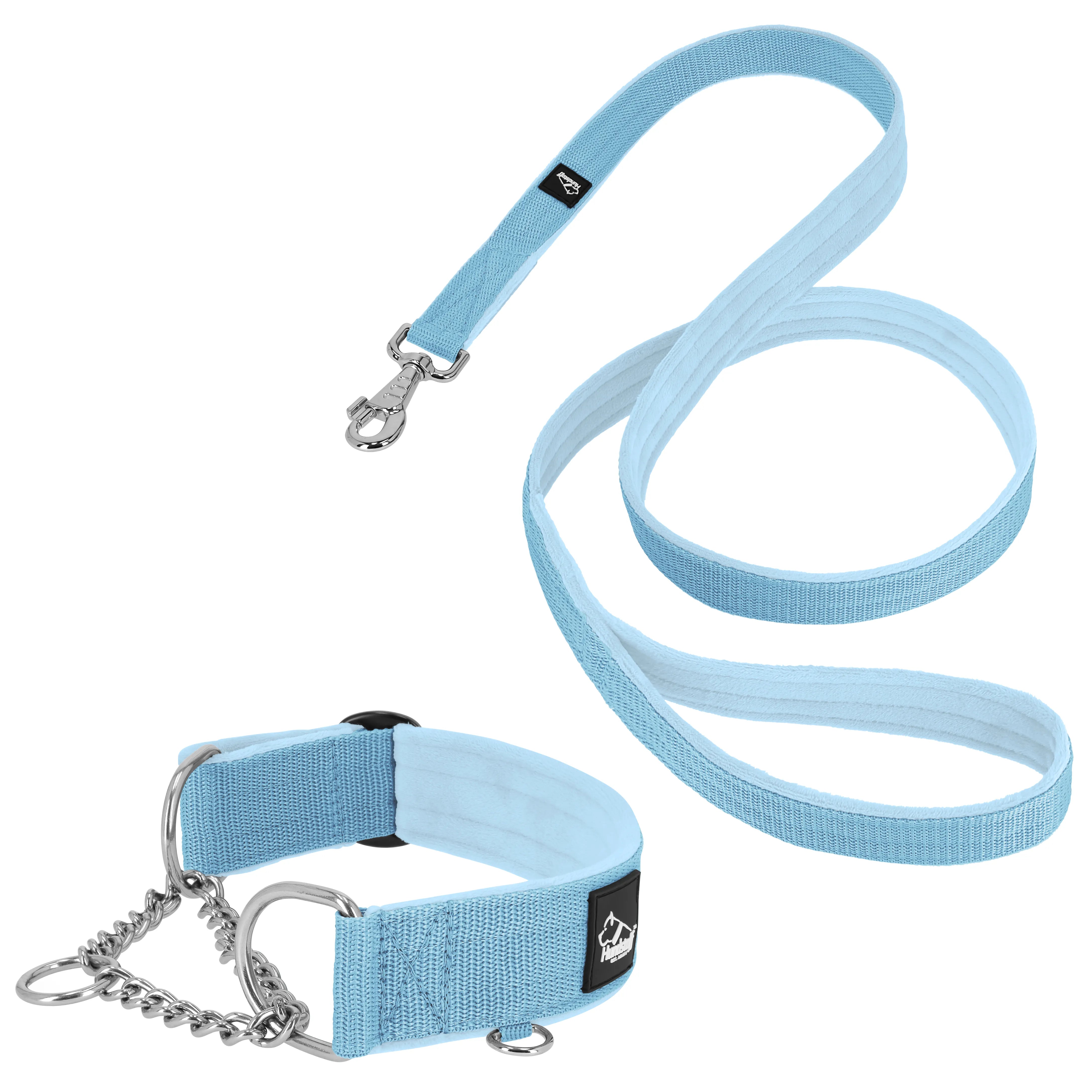 Martingale Chain Set Baby Blue - Collier et laisse demi-sangle