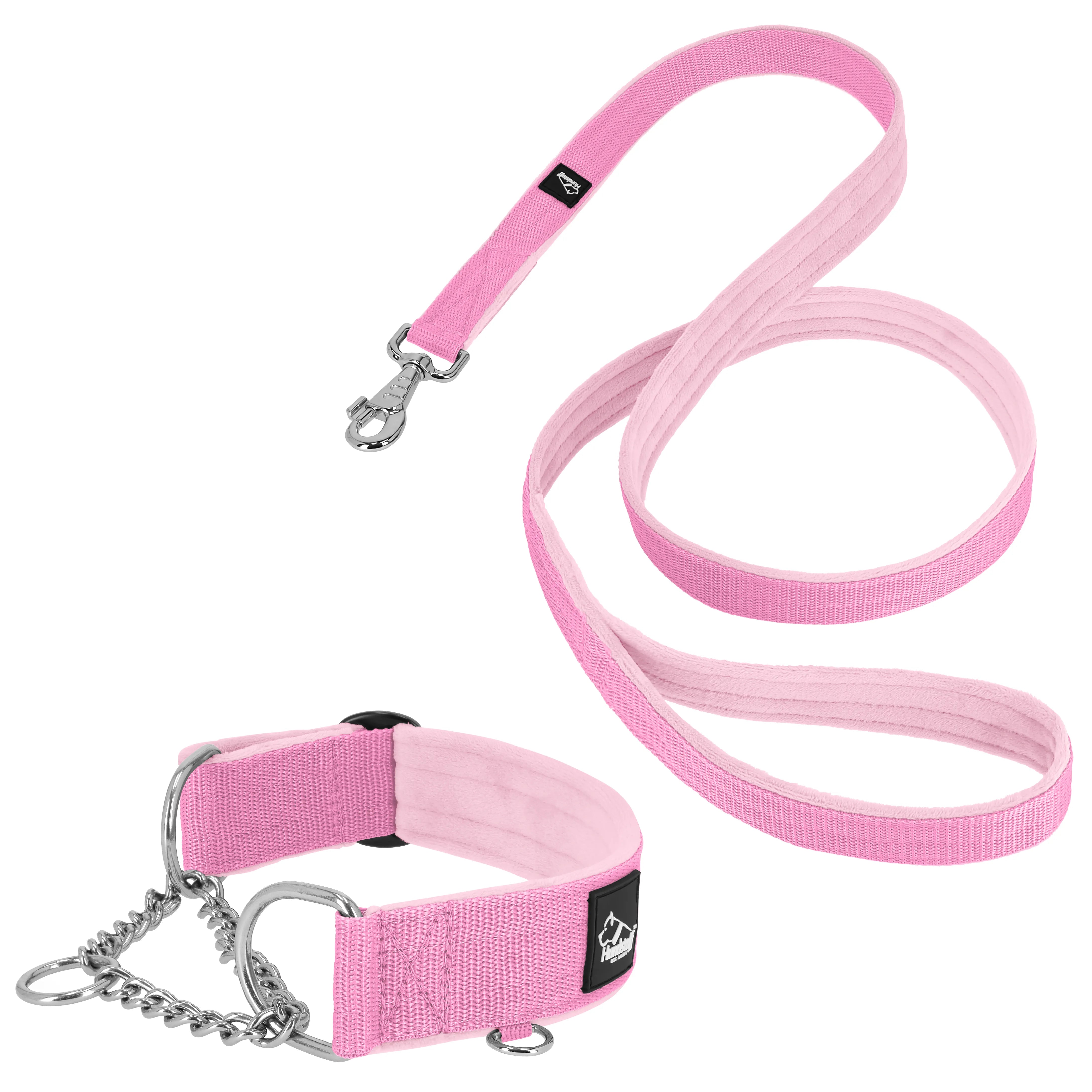 Martingale Chain Set Baby Pink - Collier et laisse demi-sangle